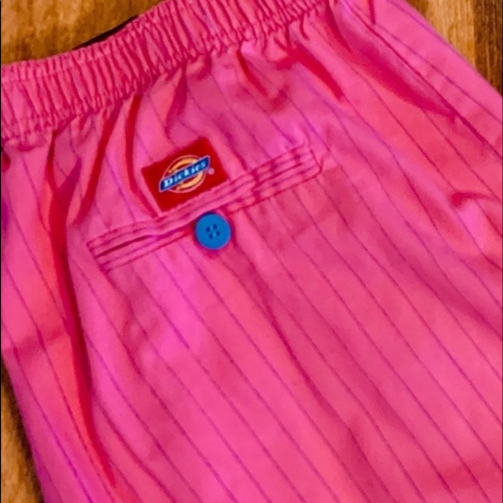 Dickies Scrub Pants Pink Blue Pinstripe Trouser